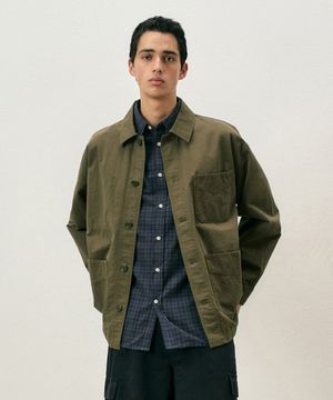 코튼 프렌치 워시드 워크자켓 카키 COOSJK041KHAKI