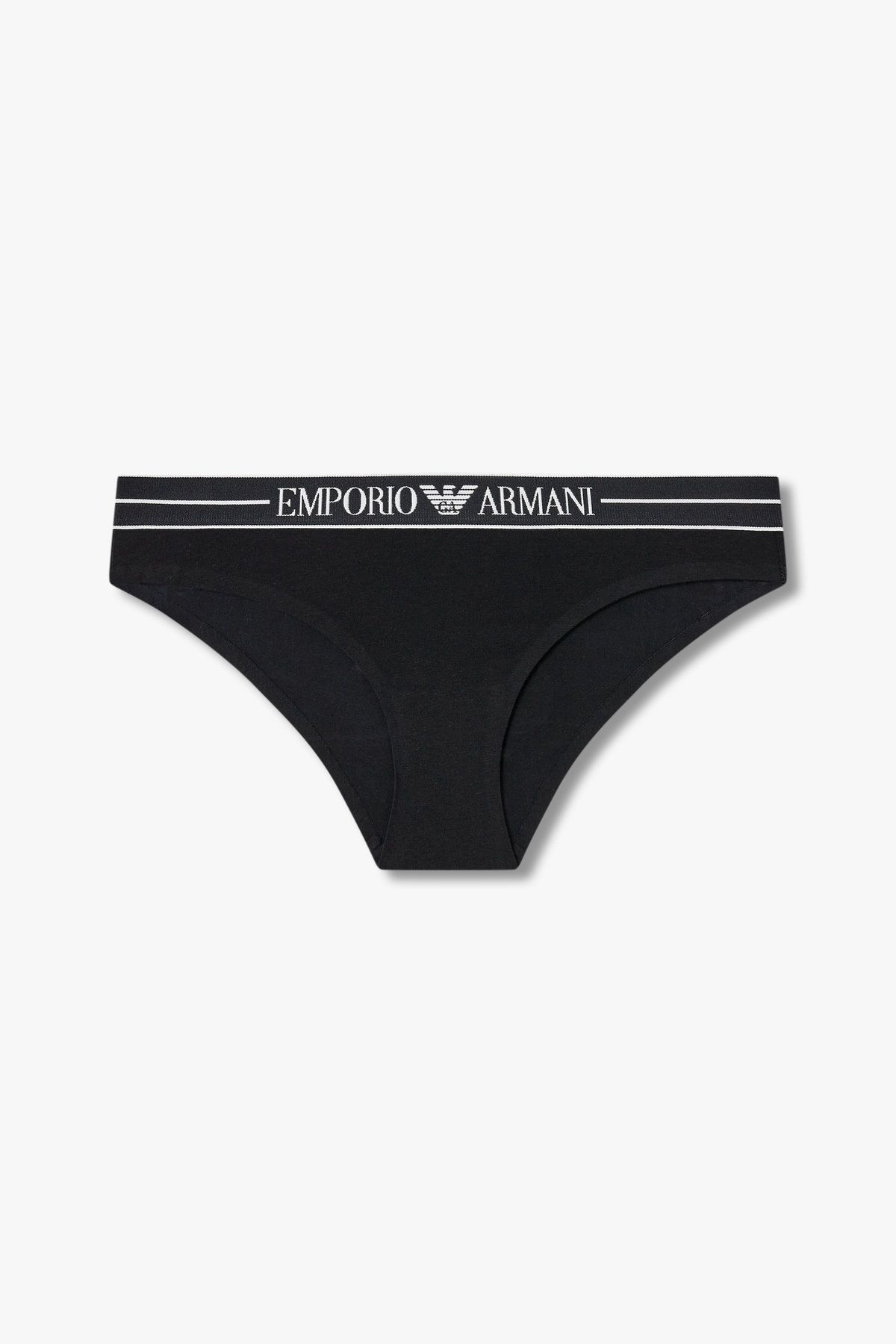 엠포리오 아르마니 언더웨어(EMPORIO ARMANI UNDERWEAR) 여성 라인 로고 밴딩 코튼 브리프_블랙 0825111517