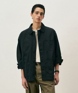 코튼 프렌치 워시드 워크자켓 블랙 COOSJK041BLACK