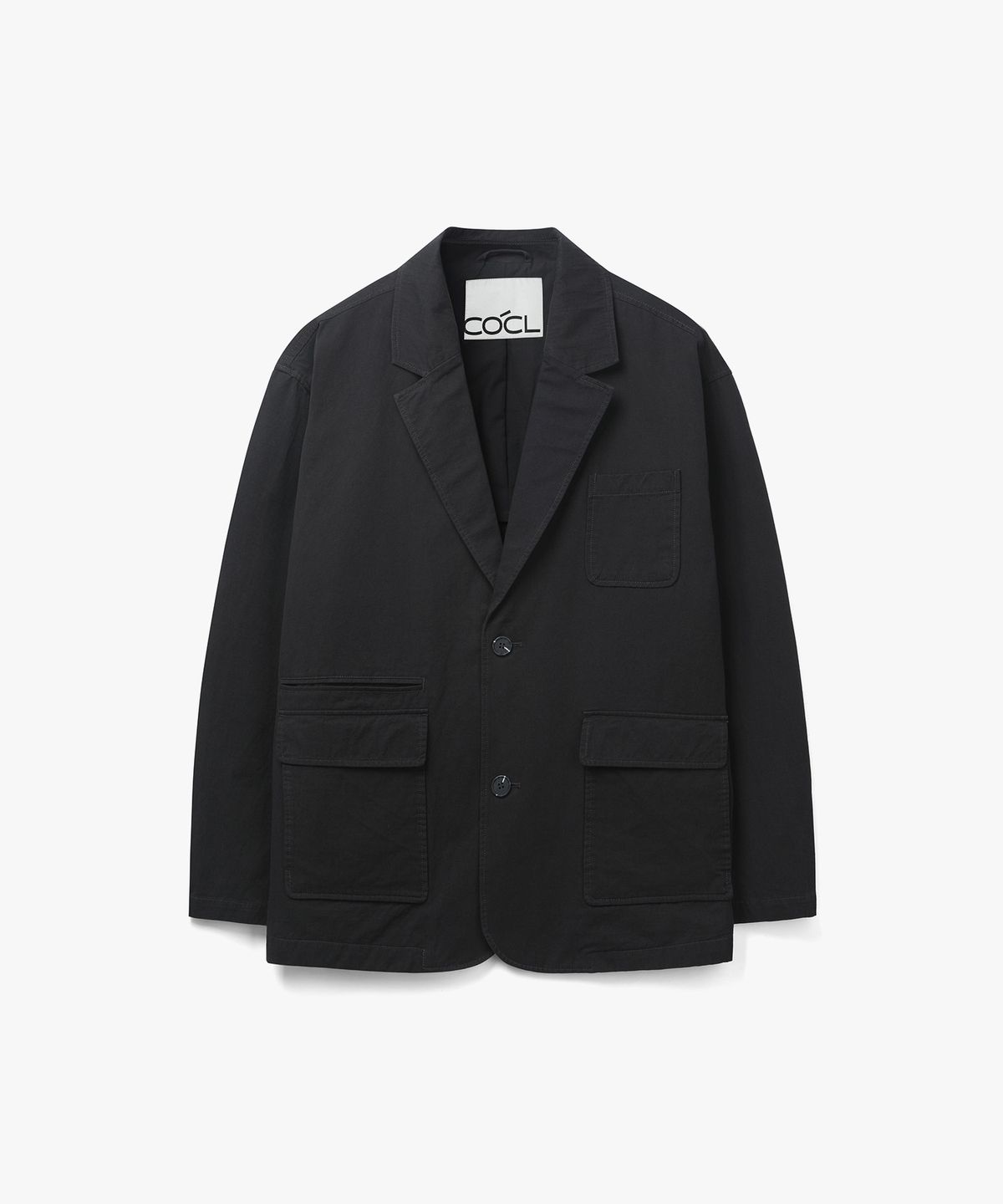 커스텀어클락(COSTUME O’CLOCK) 코튼 루즈핏 워시드 블레이저 블랙 COOSJK039BLACK