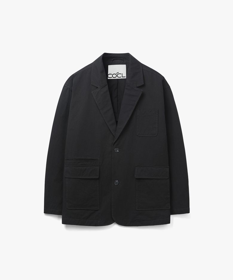 코튼 루즈핏 워시드 블레이저 블랙 COOSJK039BLACK