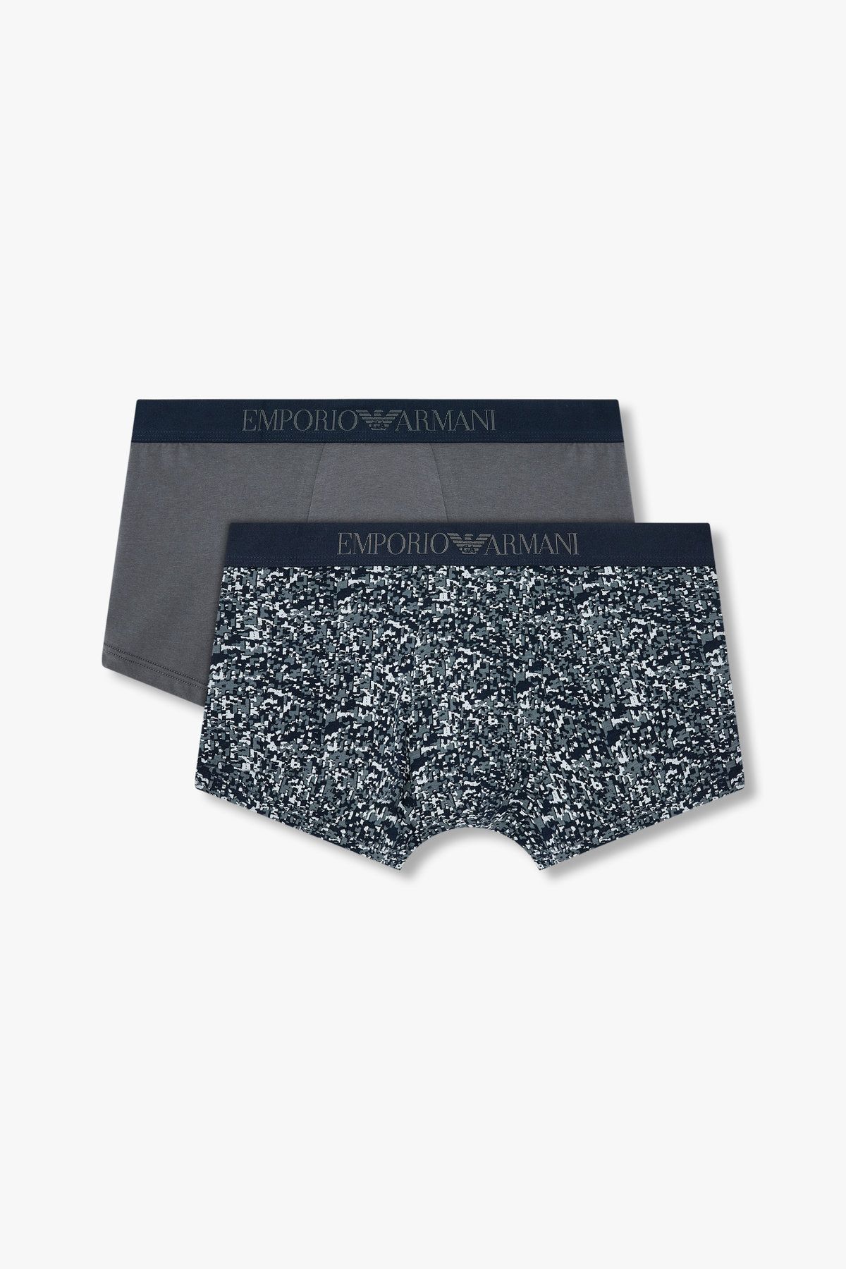 엠포리오 아르마니 언더웨어(EMPORIO ARMANI UNDERWEAR) 남성 패턴 앤 솔리드 코튼 드로즈 2PACK_차콜 그레이 08M5161007