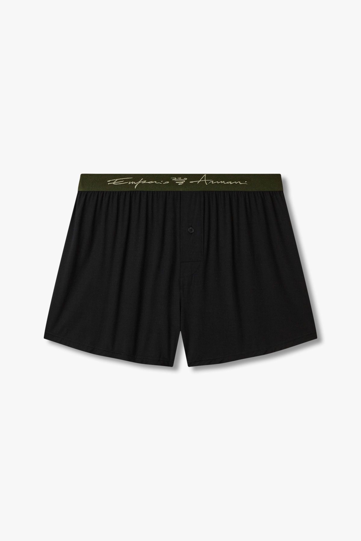 엠포리오 아르마니 언더웨어(EMPORIO ARMANI UNDERWEAR) 남성 로고 자수 밴딩 레이온 트렁크_블랙 0815112092