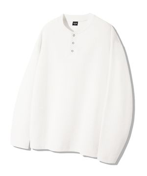와플 링 스냅 헨리넥 롱 슬리브 [화이트]