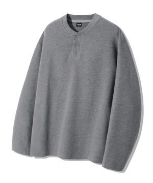 와플 링 스냅 헨리넥 롱 슬리브 [그레이]