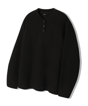 와플 링 스냅 헨리넥 롱 슬리브 [블랙]