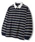 스트라이프 럭비 오버핏 피케 폴로 셔츠 [네이비]