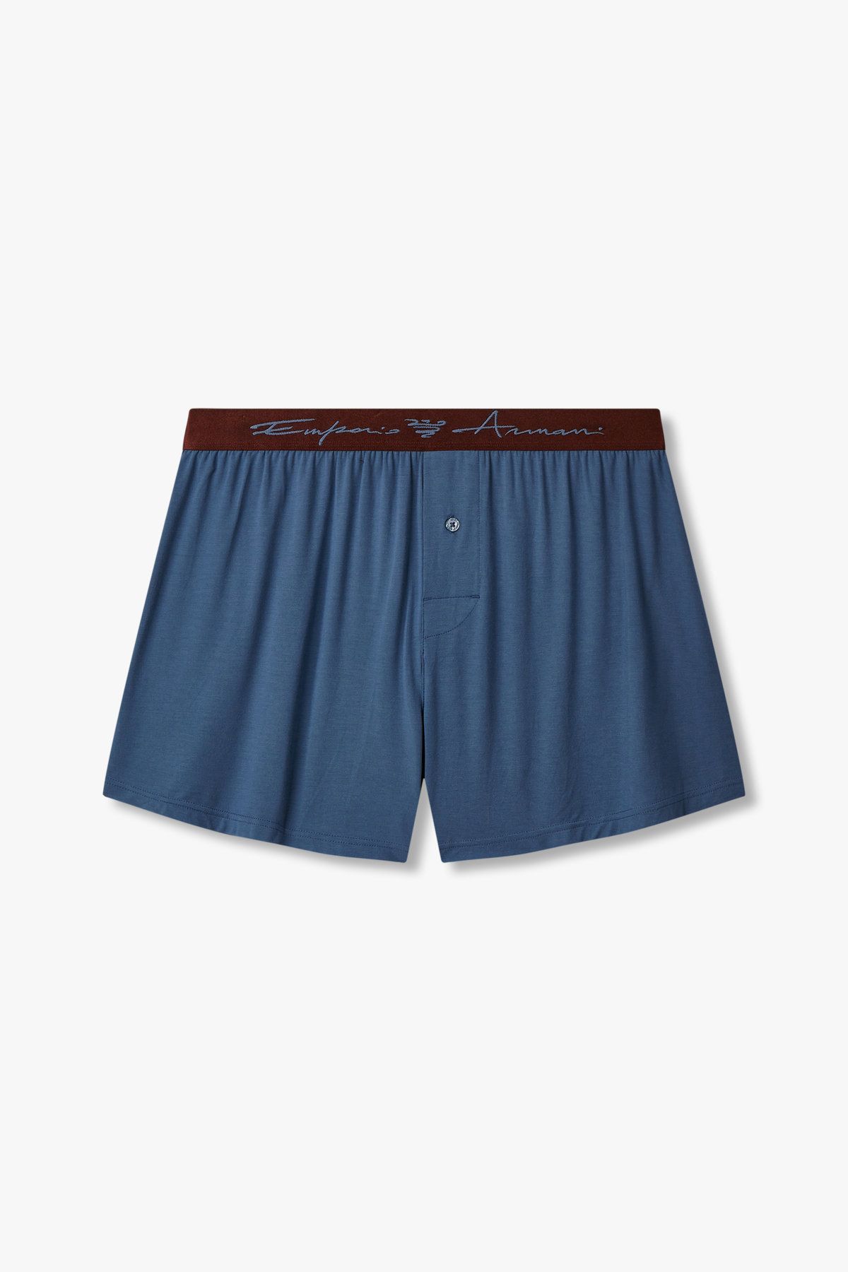 엠포리오 아르마니 언더웨어(EMPORIO ARMANI UNDERWEAR) 남성 로고 자수 밴딩 레이온 트렁크_인디고 0815112090