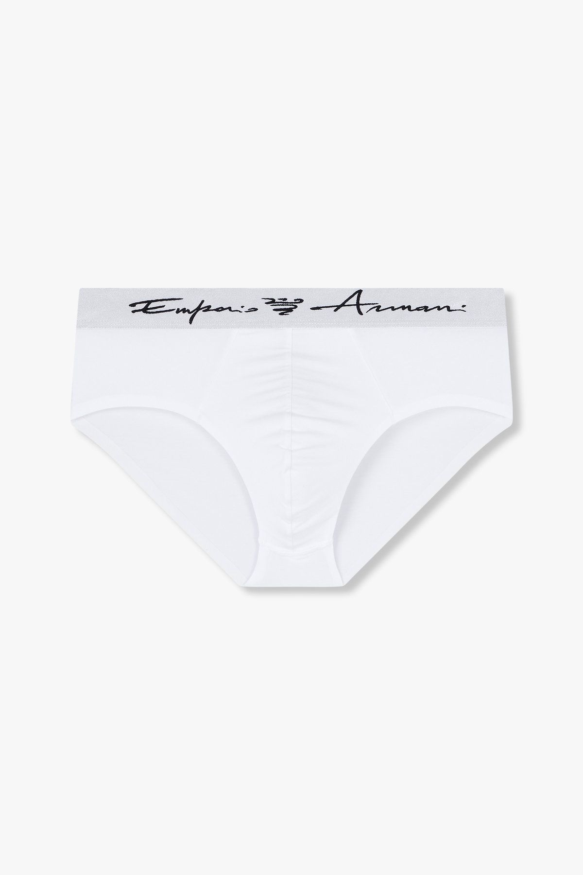엠포리오 아르마니 언더웨어(EMPORIO ARMANI UNDERWEAR) 남성 커시드 로고 밴딩 브리프_화이트 0815111012