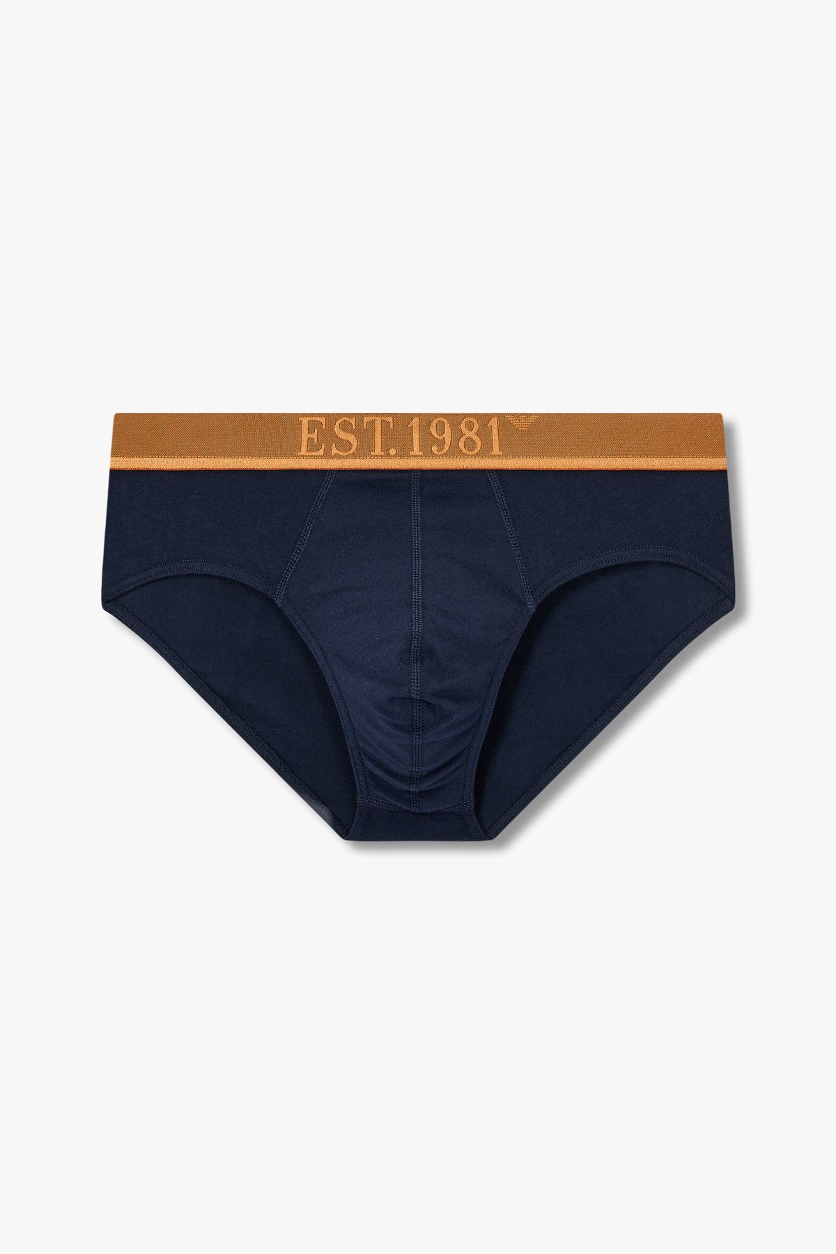 엠포리오 아르마니 언더웨어(EMPORIO ARMANI UNDERWEAR) 남성 글로시 로고 밴딩 코튼 브리프_블루 0815111309