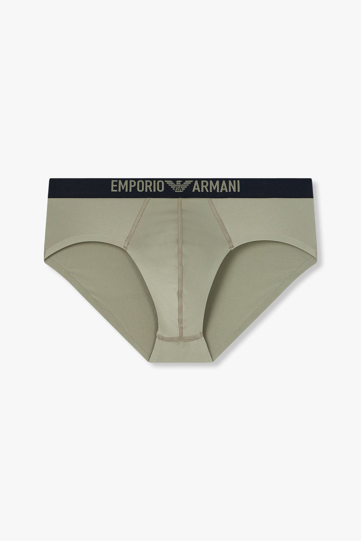 엠포리오 아르마니 언더웨어(EMPORIO ARMANI UNDERWEAR) 남성 로고 밴딩 글로시 브리프_올리브 0815111008
