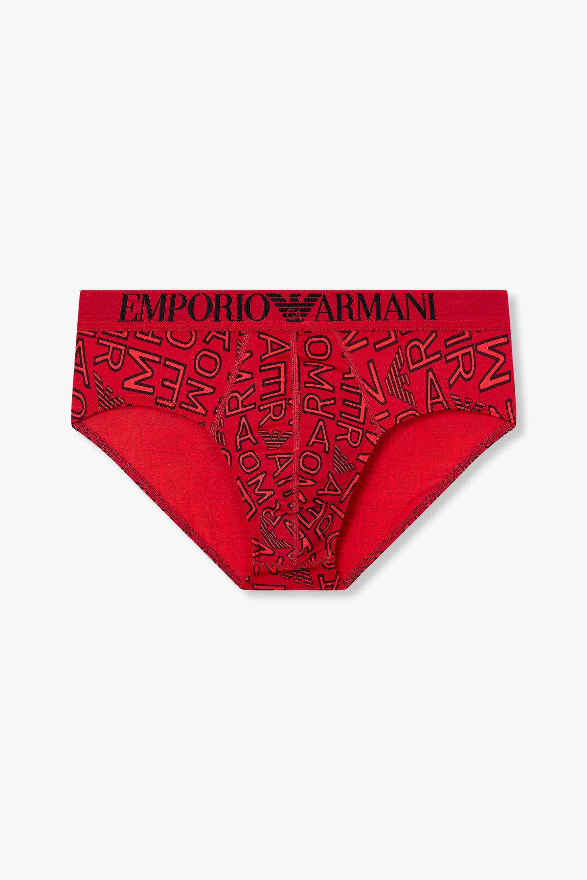 엠포리오 아르마니 언더웨어(EMPORIO ARMANI UNDERWEAR) 남성 로고 밴딩 패턴드 폴리 브리프_레드 0815111026