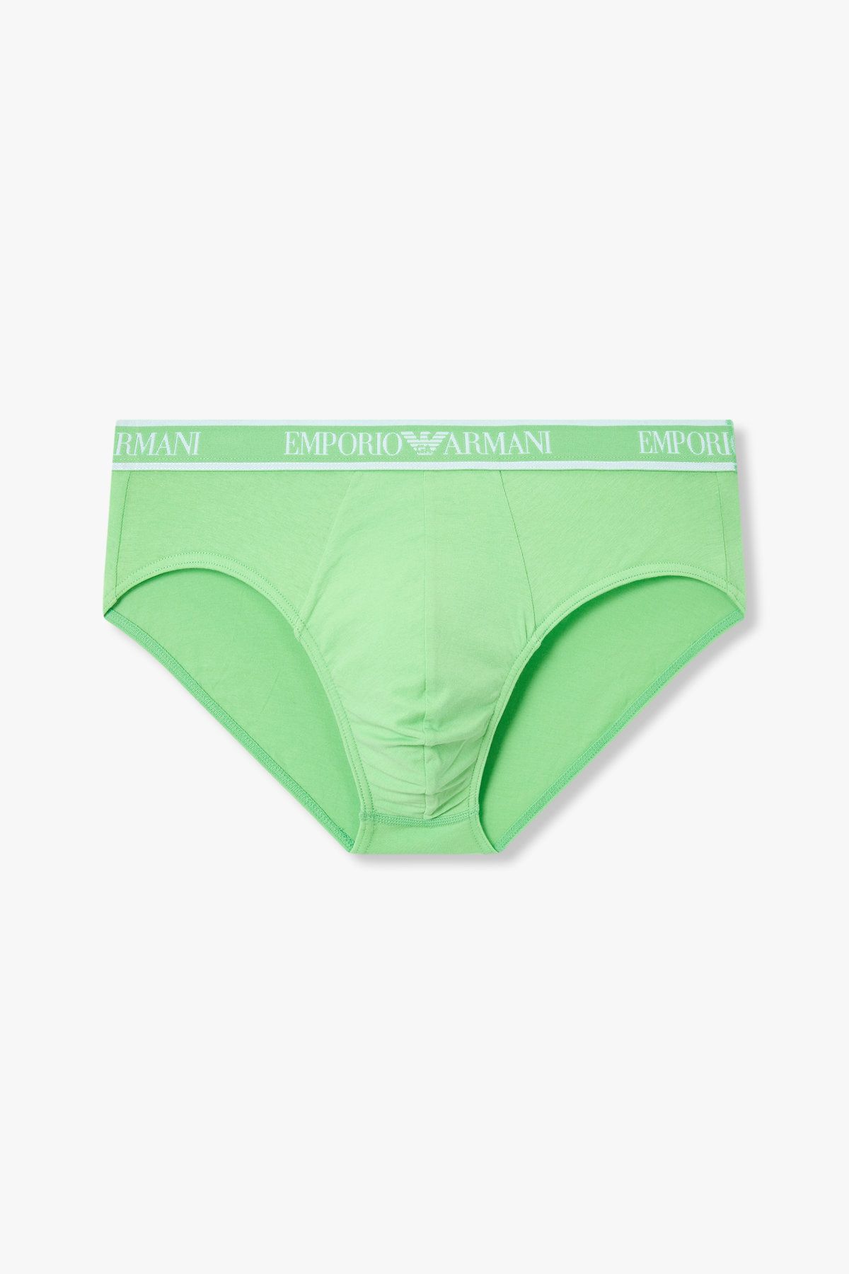 엠포리오 아르마니 언더웨어(EMPORIO ARMANI UNDERWEAR) 남성 프레임 로고 밴딩 코튼 브리프_라이트 그린 0815111302