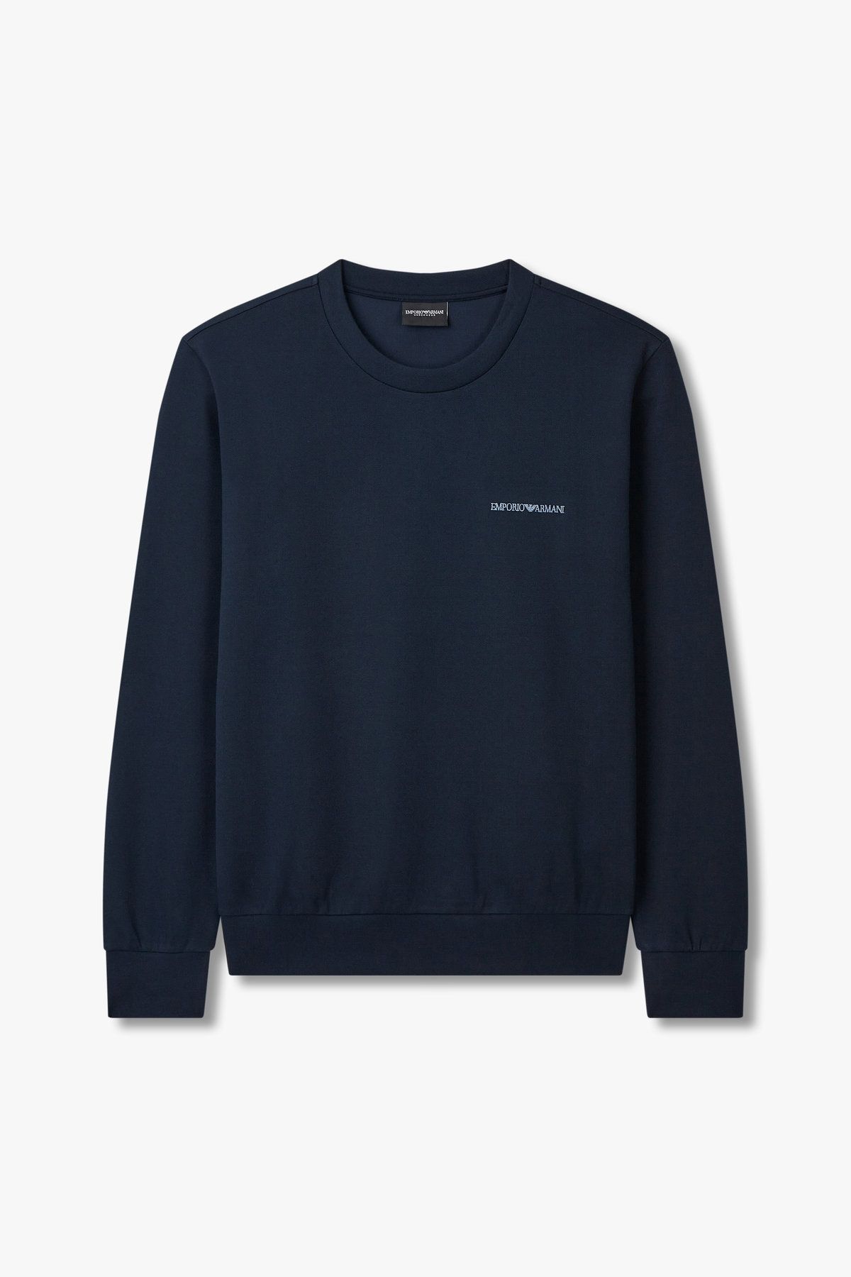 엠포리오 아르마니 언더웨어(EMPORIO ARMANI UNDERWEAR) 남성 로고 자수 라운지 스웨트셔츠_블루 0815136008