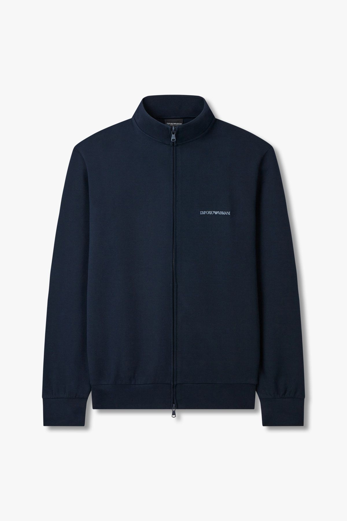 엠포리오 아르마니 언더웨어(EMPORIO ARMANI UNDERWEAR) 남성 로고 자수 하이넥 집업 자켓_블루 0815138001