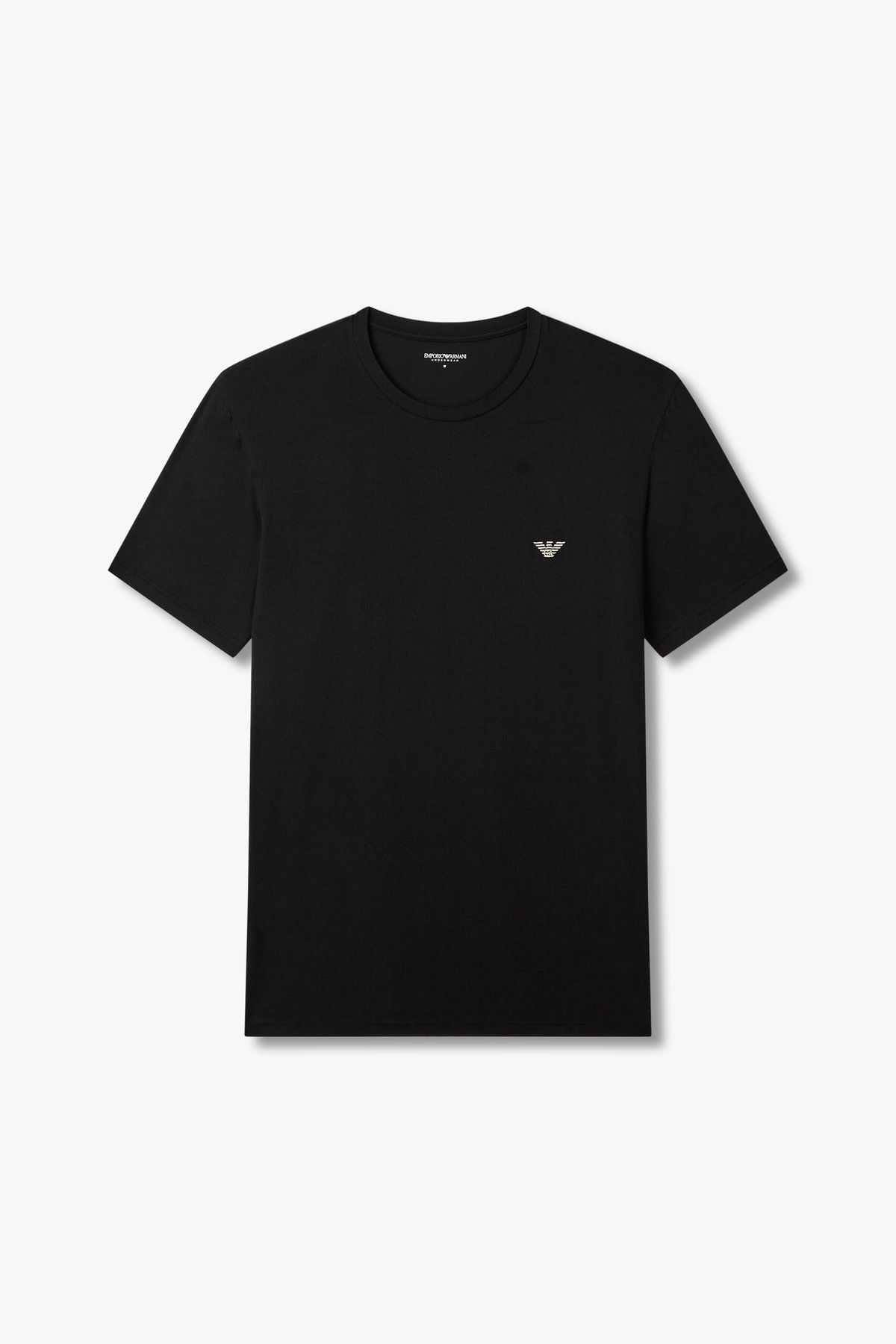 엠포리오 아르마니 언더웨어(EMPORIO ARMANI UNDERWEAR) 남성 이글 로고 레이온 라운지 티셔츠_블랙 0815134007