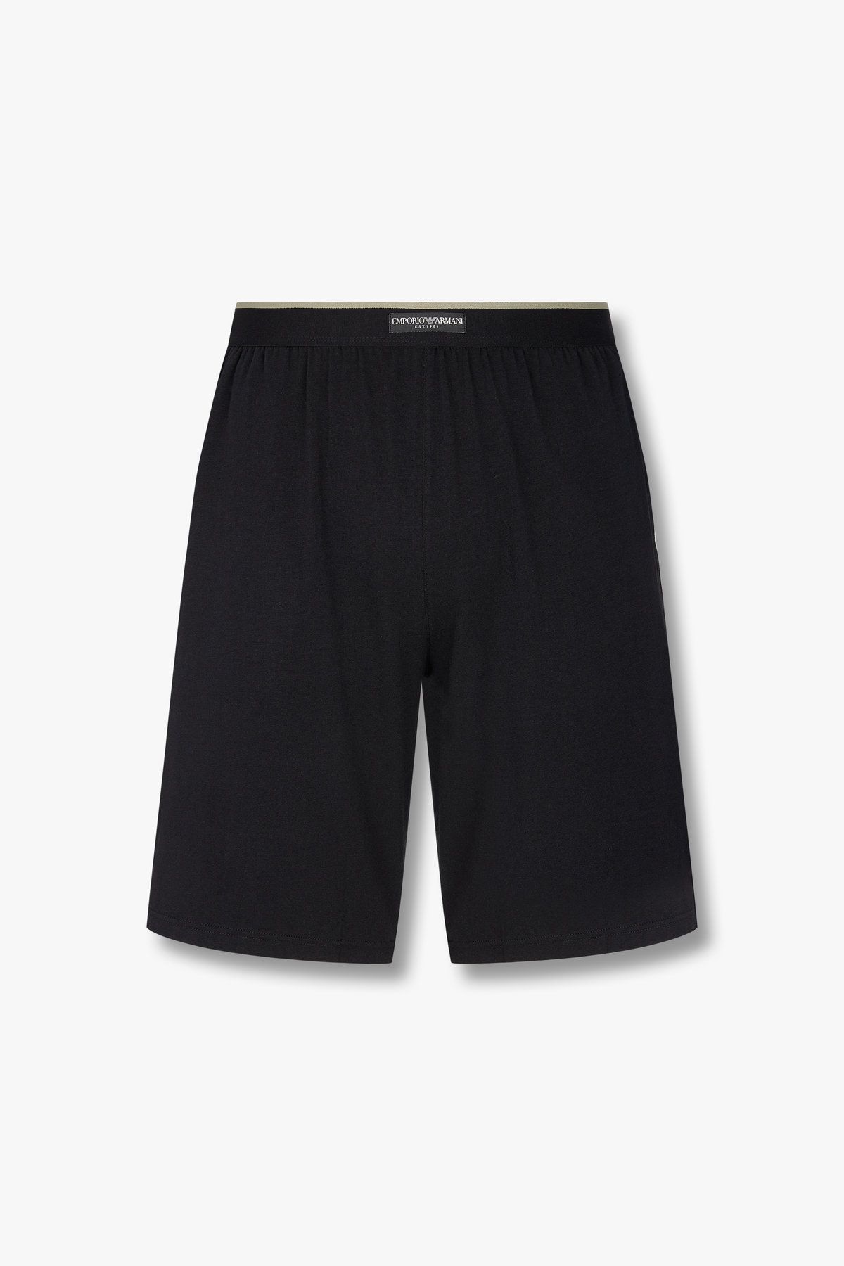 엠포리오 아르마니 언더웨어(EMPORIO ARMANI UNDERWEAR) 남성 로고 라벨 밴딩 라운지 쇼츠_블랙 0815131004