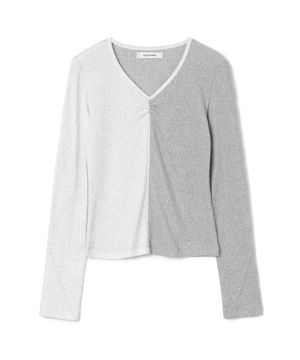 믹스드 패턴 티셔츠 [멜란지 그레이]