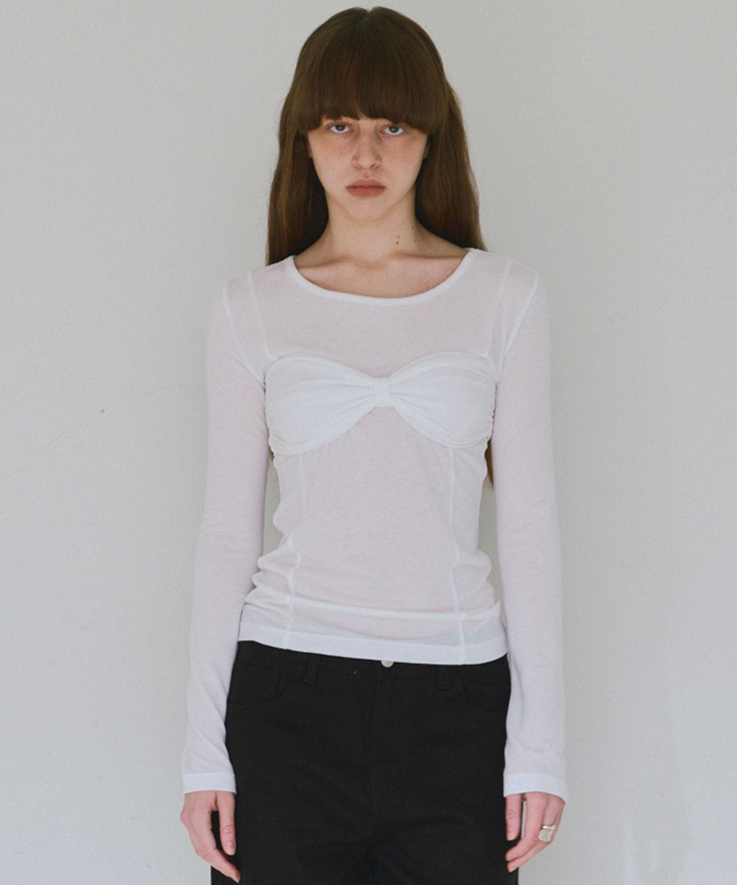 MILLO ARCHIVE ♥ Bustier Shirring T-shirts /追跡付 MUSINSA公式 | MILLO WOMEN Bustier Shirring T-shirts [White]