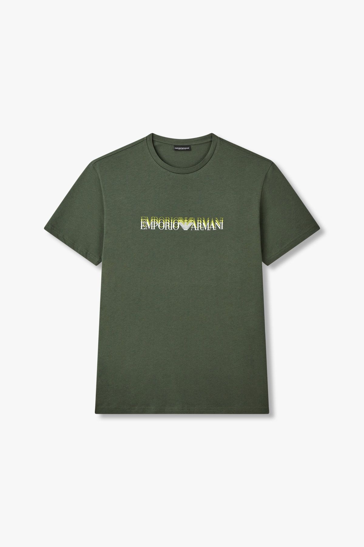 엠포리오 아르마니 언더웨어(EMPORIO ARMANI UNDERWEAR) 남성 로고 그래픽 크루넥 티셔츠_그린 0815114028