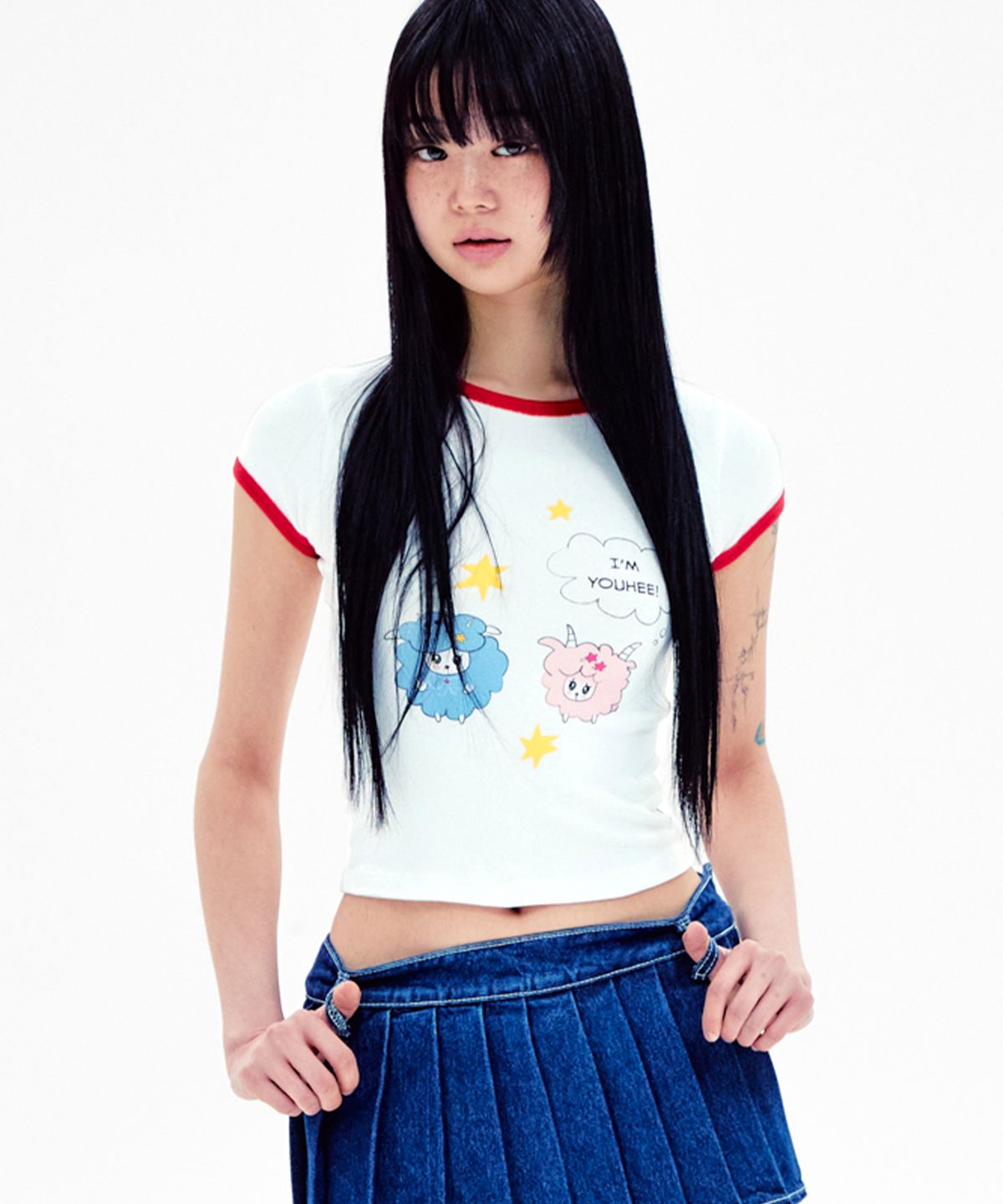 유희(YOUHEE) RINGER GRAPHIC T-SHIRT IVORY