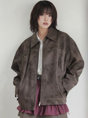 Overfit Suede Jacket in Brown VL5SM023-93