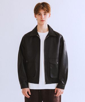 RG Synthetic Leather Pocket Jacket (Black)