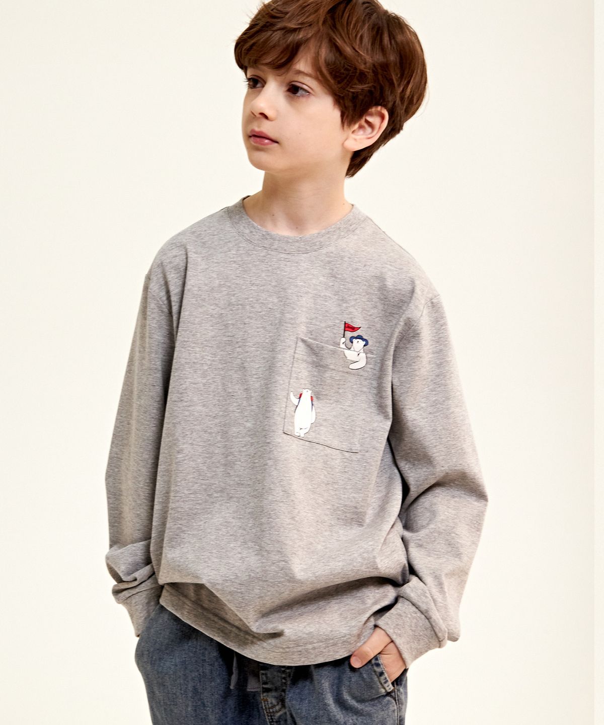지프키즈(JEEPKIDS) 리틀베어 포켓 긴팔티(KQ5TSU051MG)