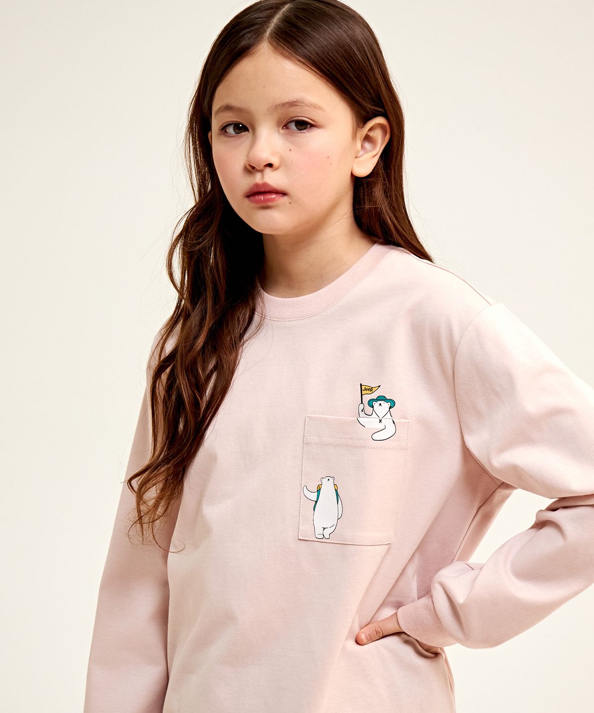 지프키즈(JEEPKIDS) 리틀베어 포켓 긴팔티(KQ5TSU051PK)