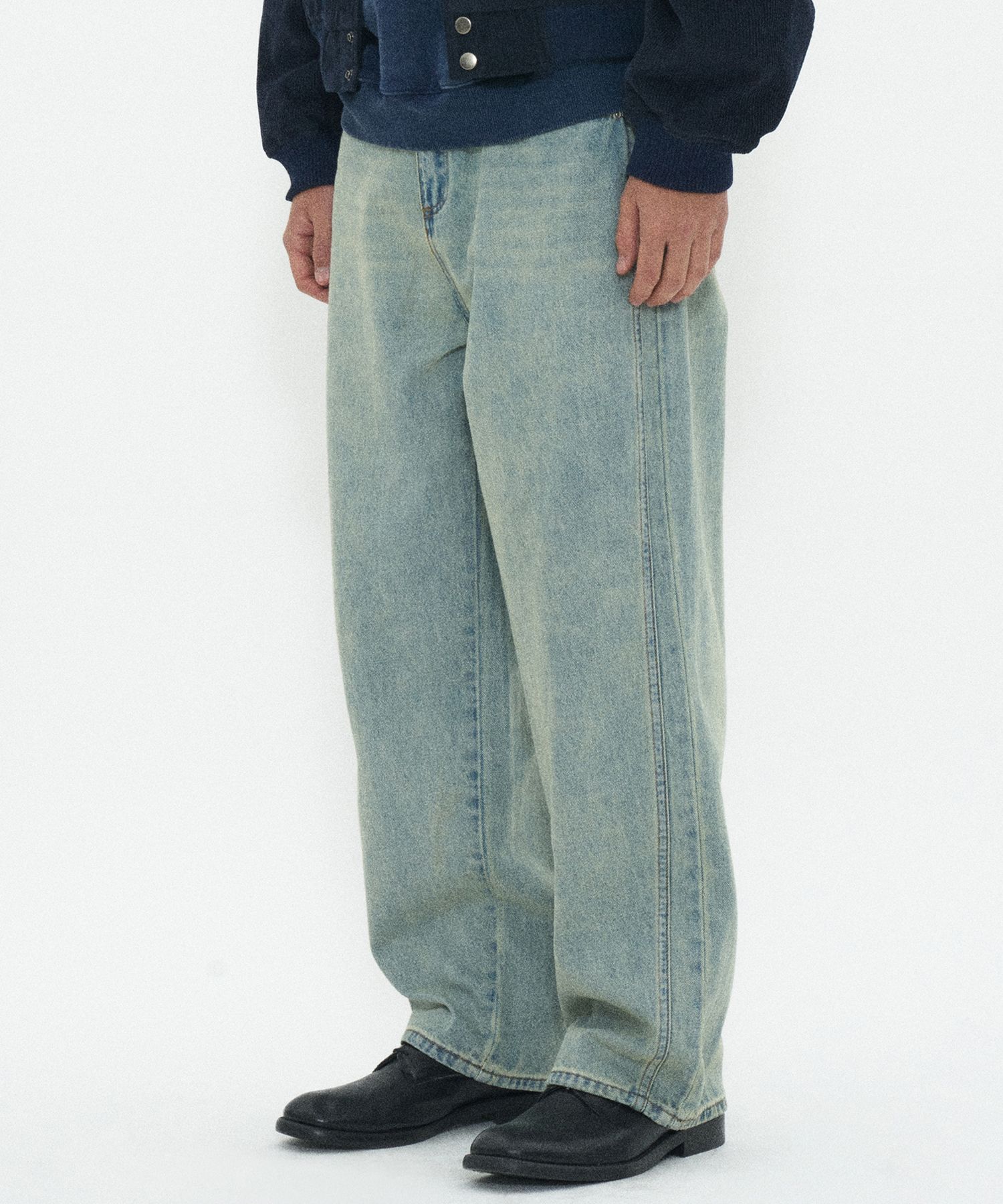 デニム・ジーパン PARTIMENTO Washed Denim Seam Line Pants 5MM355 MUSINSA | PARTIMENTO Washed denim seam line pants light blue