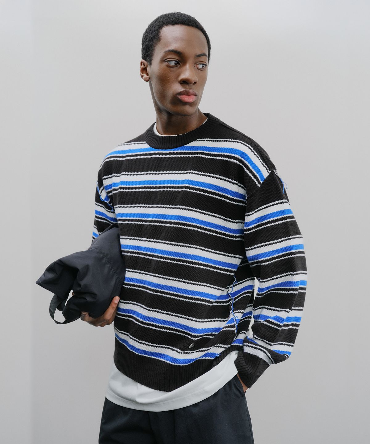 이에이(IEY) MULTI STRIPE KNIT Blue