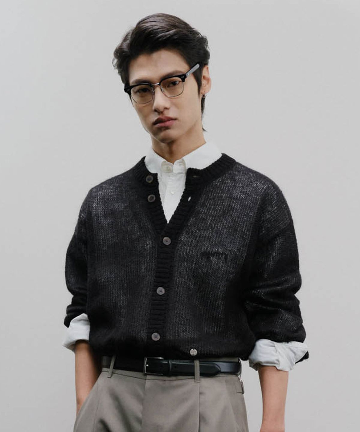 이에이(IEY) WEB DOUBLE-RIB CARDIGAN Black