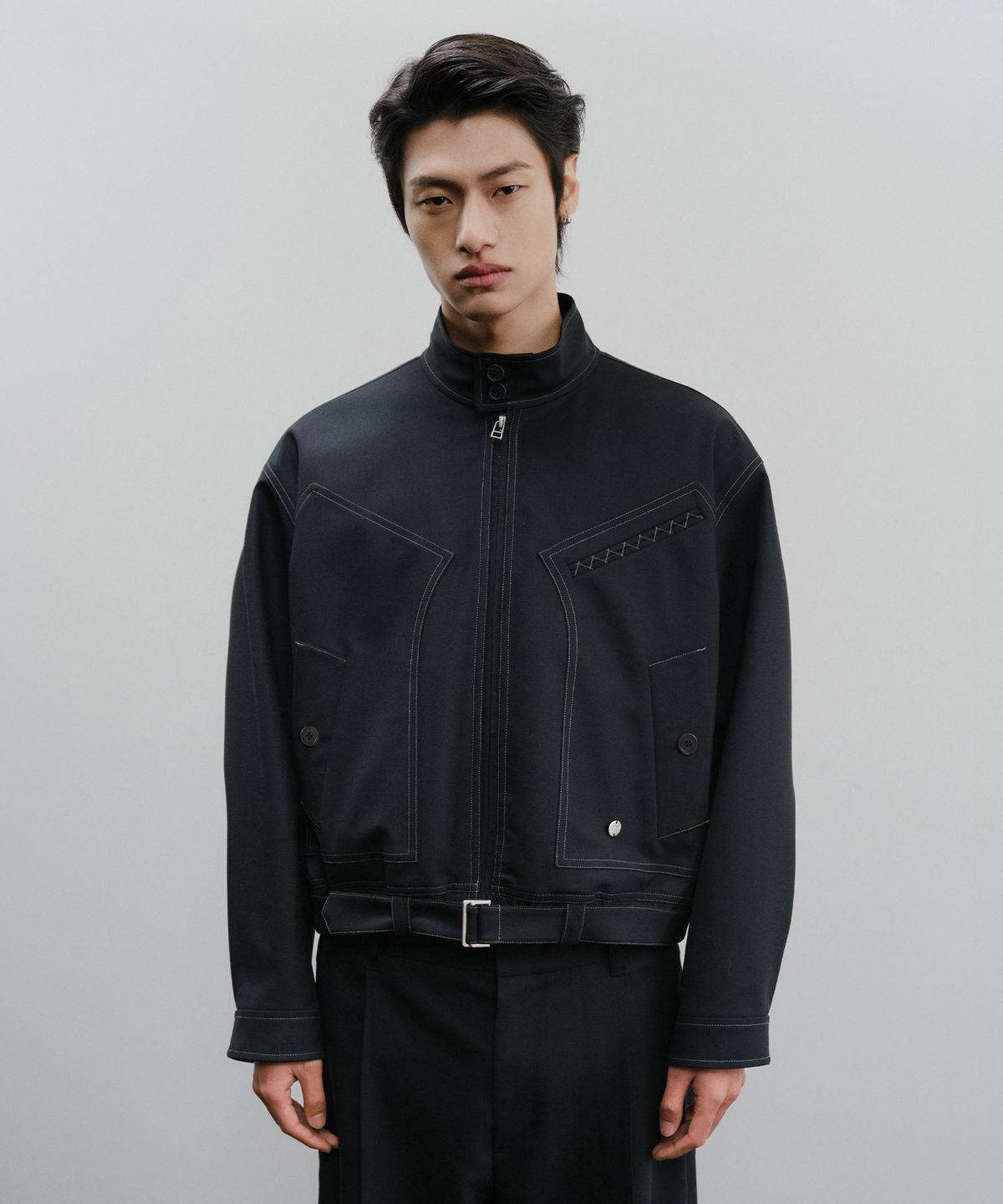 이에이(IEY) HARRIS BELTED JACKET Black
