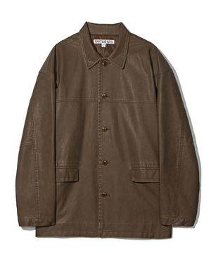 VTG 워시드 레더 카 코트 브라운