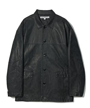 VTG 워시드 레더 카 코트 블랙
