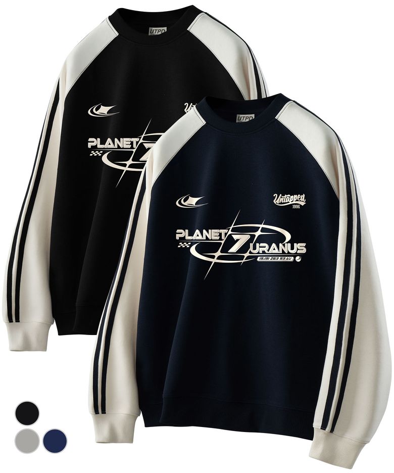 URANUS 7 트랙 스포티 오버핏 맨투맨 3Color