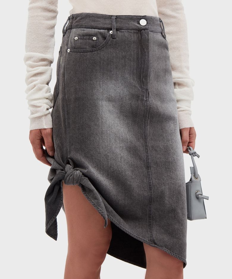 (W) 드레이피 데님 스커트 실버 DRAPY DENIM SKIRT SILVER