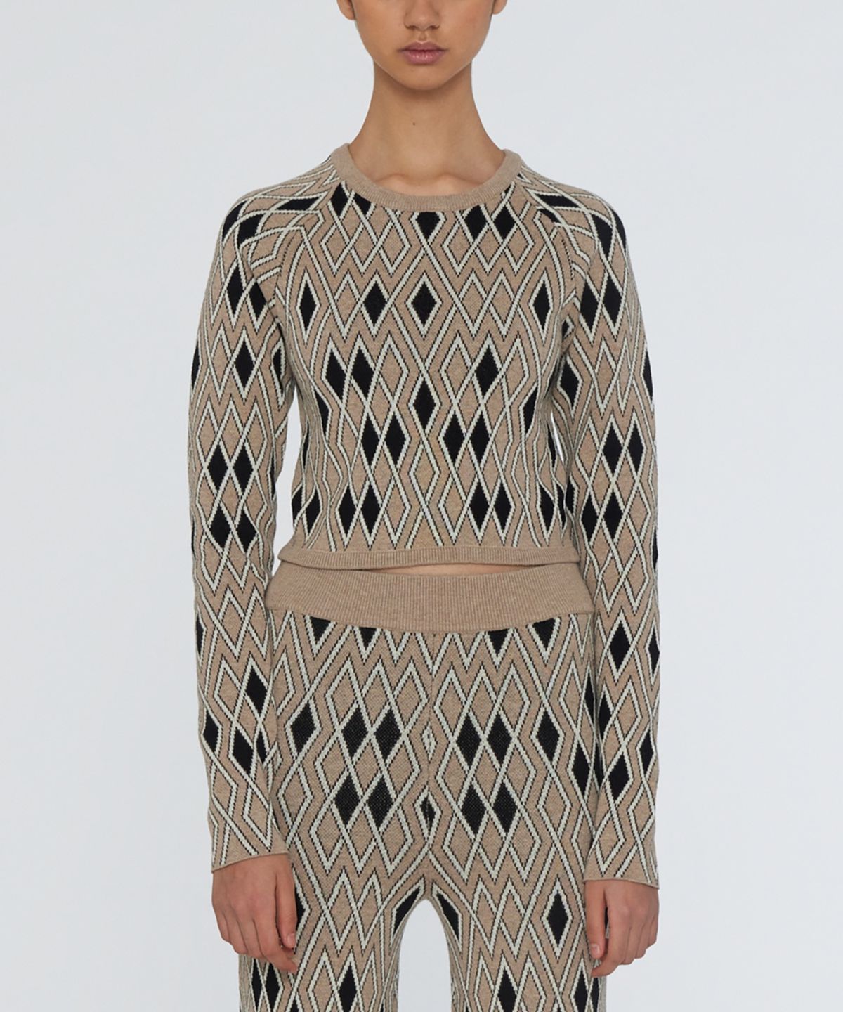 리메인(REMAIN) (W) 아가일 크롭 탑 프레리 샌드 ARGYLE CROPPED TOP PRAIRIE SAND COMB