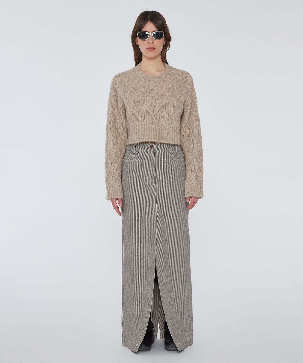리메인(REMAIN) (W) 니트 멜란지 스웨터 코블스톤 KNIT MELANGE SWEATER COBBLESTONE