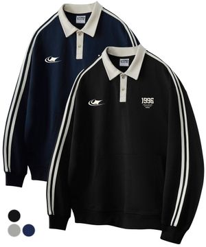 심볼 트랙 럭비카라 오버핏 맨투맨 스웻 티셔츠 3Color