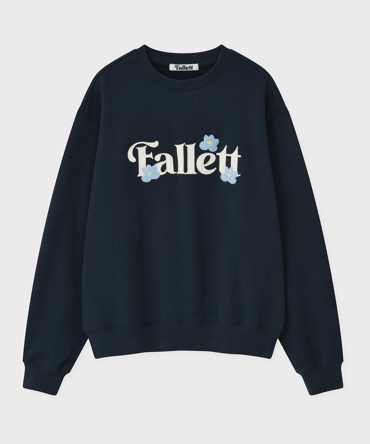 팔렛(FALLETT) 미니 부클 플라워 맨투맨 네이비