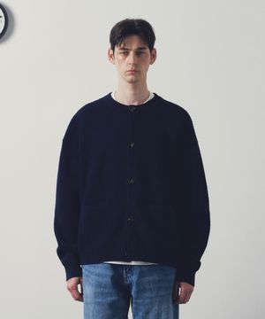 미니멀 라운드넥 포켓 가디건 (네이비