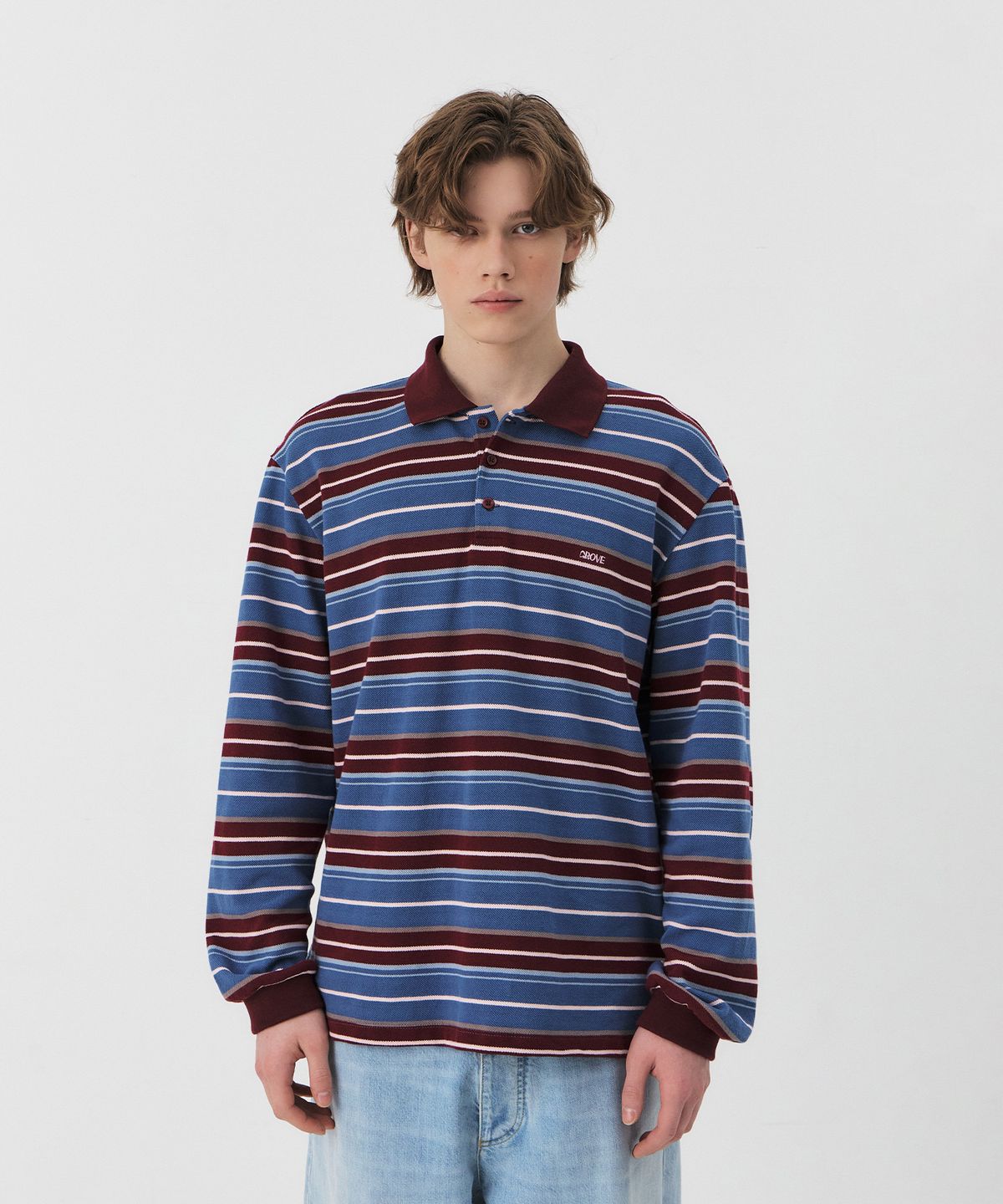 그로브(GROVE) CARELL STRIPE LS PIQUE SHIRT (MAN-3COLORS)