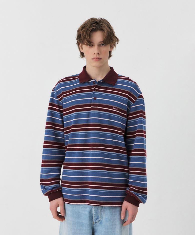 CARELL STRIPE LS PIQUE SHIRT (MAN-3COLORS)