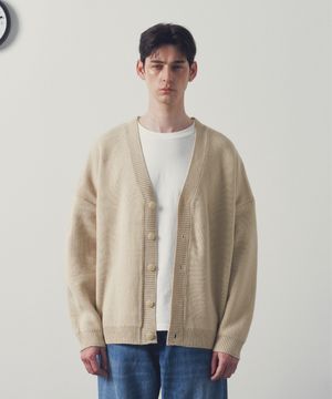 미니멀 베이직 오버 가디건 (크림