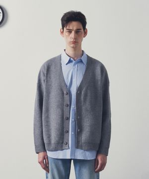 미니멀 베이직 오버 가디건 (그레이