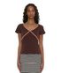 PWC 콘트라스트 바인딩 브이넥 탑_브라운