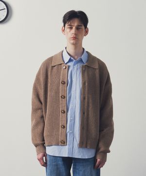 미니멀 카라 가디건 (베이지