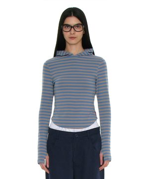 PWC 스트라이프 후디드 롱슬리브 티_더스티 블루