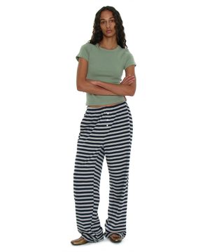 PWC 스트라이프 저지 와이드 팬츠_네이비